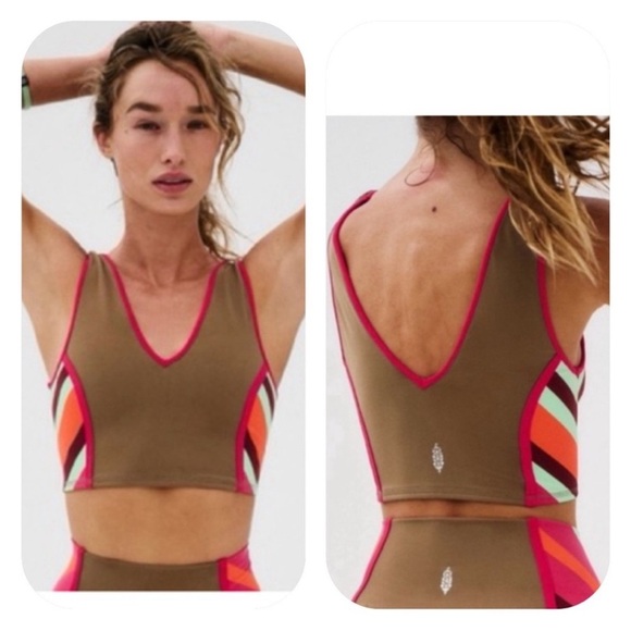 Free People Movement Never Better Color Block Crop Tank Size Medium NWT - Picture 1 of 11
